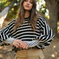 Stripe Puff Sleeve Sweater