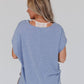 Camden Lace V Neck Top - Denim