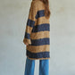 Knit Sweater Cotton Nylon Acrylic Striped Cardigan
