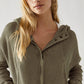 Ladies Zipper Open Hooded Daily Jacket