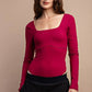 Long Sleeve Square Neckline Yoga BodySuit