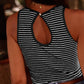 Striped Print Ribbed Knit Sleeveless Top