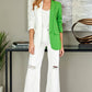 Color Block Fabric Ruched Sleeve Blazer