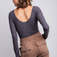Long Sleeve Square Neckline Yoga BodySuit