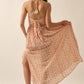 Floral-Stripe Tie-Back Maxi Halter Dress