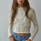 Knit Seamless Jacquard Mock Neck Long Sleeve Top