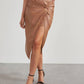 Split mid-length sexy hottie hip leather skirt
