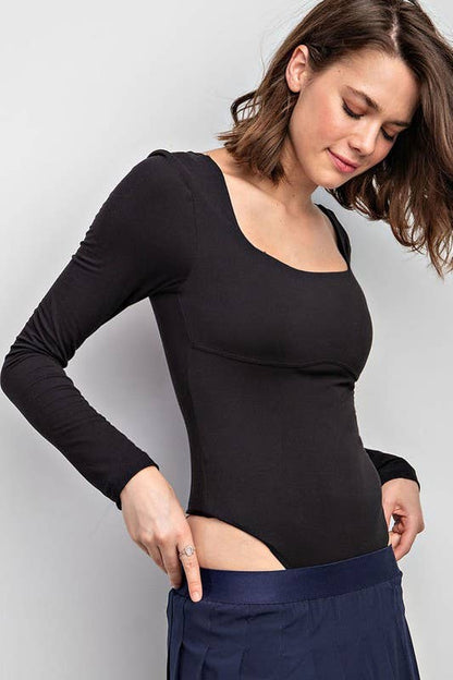 Long Sleeve Square Neckline Yoga BodySuit
