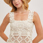 SHEER CROCHET SLEEVELESS SQAURE NECK TOP