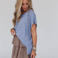 Camden Lace V Neck Top - Denim