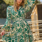 Curvy Tropical Printed Long Sleeve Dress