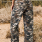Camouflage Print Splashed Distressed Loose Denim Pants