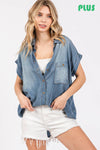 Washed Denim Short Sleeve Shirt