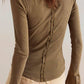 Ladies Solid Color Bell Long Sleeves Top