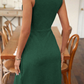 Twisted Bust V Neck Sleeveless Dress