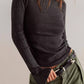 Ladies Solid Color Bell Long Sleeves Top