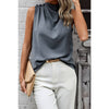 Button Trim Layered Collar Sleeveless Blouse