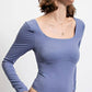 Long Sleeve Square Neckline Yoga BodySuit