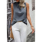 Button Trim Layered Collar Sleeveless Blouse