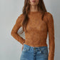 Knit Seamless Jacquard Mock Neck Long Sleeve Top