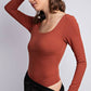 Long Sleeve Square Neckline Yoga BodySuit