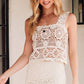 SHEER CROCHET SLEEVELESS SQAURE NECK TOP