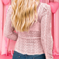 Mesh Sheer Lace Flounced Mock Neck Top
