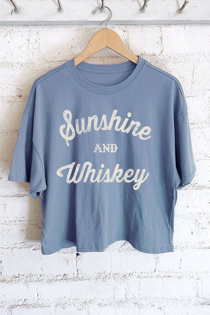 SUNSHINE AND WHISKEY GRAPHIC LONG CROP TOP