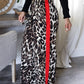 Street Leopard Print Side Striped Straight Pants