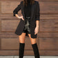SOLID RUCHED SLEEVE BOYFRIEND BLAZER