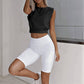 Solid Color Short Crew Neck Sleeveless Top T-Shirt