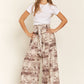 FRONT TIE SMOCKED HIGH WAIST TIE DYE PRINTED PALAZZO PANTS