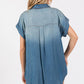 Washed Denim Short Sleeve Shirt