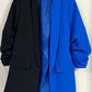 Color Block Fabric Ruched Sleeve Blazer