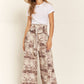 FRONT TIE SMOCKED HIGH WAIST TIE DYE PRINTED PALAZZO PANTS