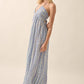 Floral-Stripe Tie-Back Maxi Halter Dress
