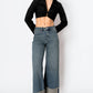 TUMMY CONTROL HIGH RISE CUFFED WIDE LEG JEANS
