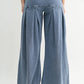 Cotton Blend Mineral Wash Wide-Leg Pants