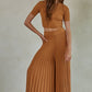 Knit Acrylic Sweater Ribbed Flare Pants