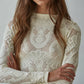 Knit Seamless Jacquard Mock Neck Long Sleeve Top