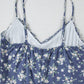 Blue Floral Spaghetti Strap Midi Dress