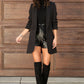 SOLID RUCHED SLEEVE BOYFRIEND BLAZER