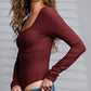 Long Sleeve Square Neckline Yoga BodySuit