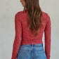 Knit Seamless Jacquard Mock Neck Long Sleeve Top