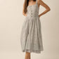 Striped Layered Fit-and-Flare Midi Dress