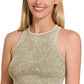 High-neck Racerback Premium Washed Crop Tank