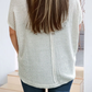 Waffle Exposed Seam Detail Plus Size Short Sleeve Top