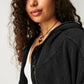 Ladies Zipper Open Hooded Daily Jacket