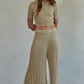 Knit Acrylic Sweater Ribbed Flare Pants