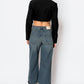 TUMMY CONTROL HIGH RISE CUFFED WIDE LEG JEANS